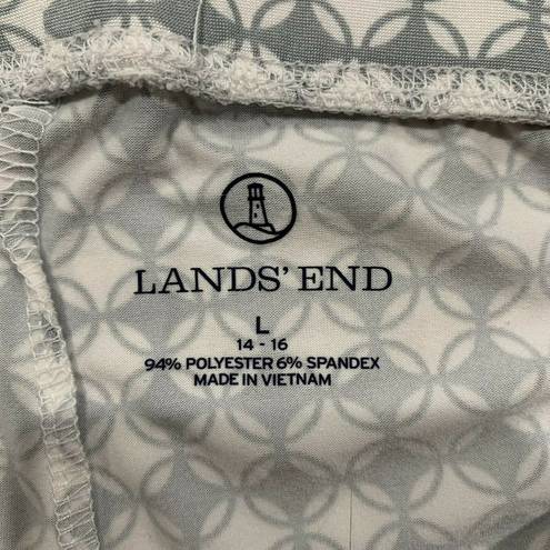 Lands'End  Geometric Gray Print Leggings Skinny Jogger High Rise Women's Size Lg