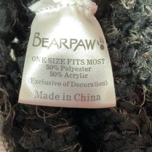 BEARPAW Black Brown Popcorn Infinity Knit Scarf and Mitten Set New!