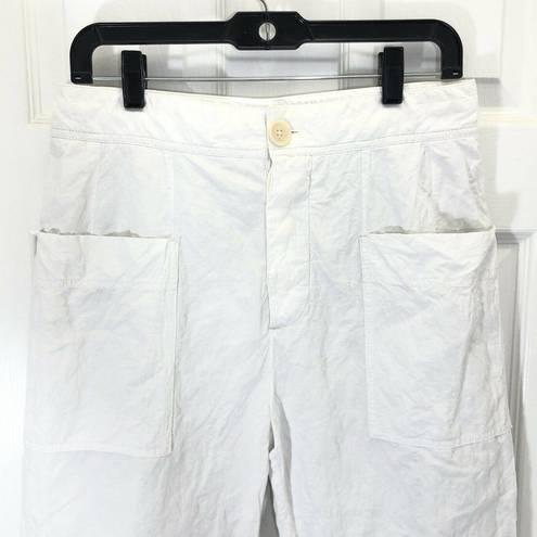 James Perse Standard  Women's White Lined Cropped Button Fly Pants Size 26