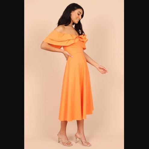 Petal and Pup  Cabo Orange Frill Sleeve Midi Dress M