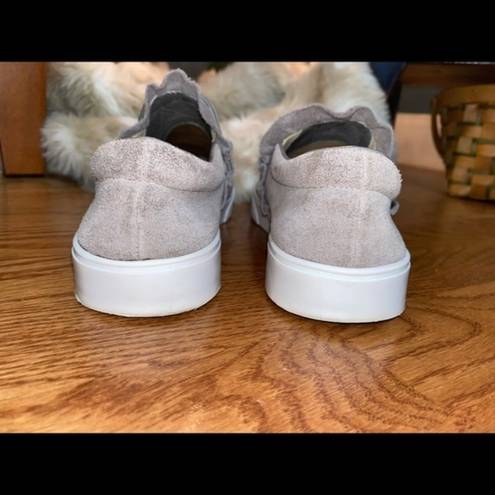 Anthropologie  KAANAS Suede Ruffle slip on shoes size 8