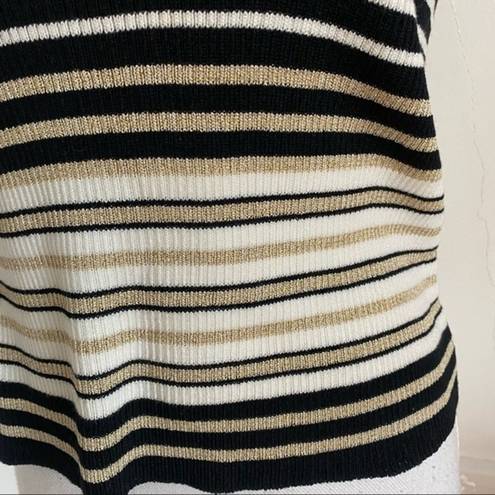 St. John  Sport • Black Gold Metallic Striped Vintage Tank Top