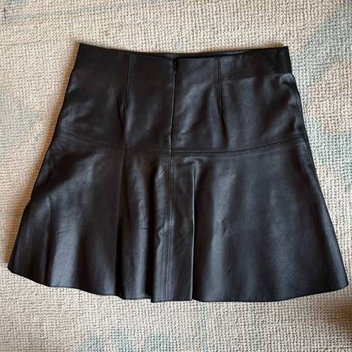 Vince  Black Lambskin Leather Flare Mini Skirt | Size 2