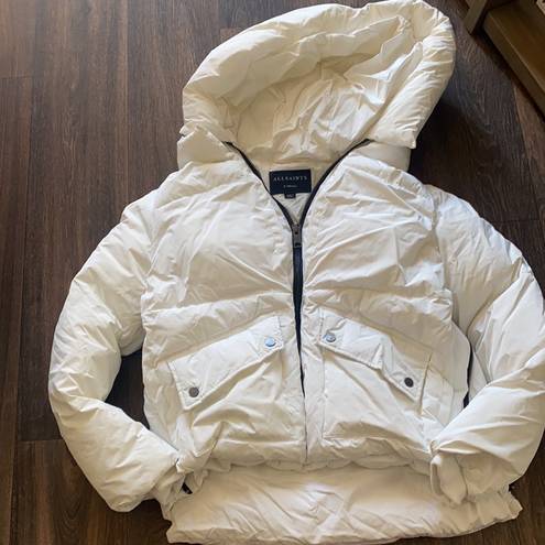 All Saints White Puffer Coat