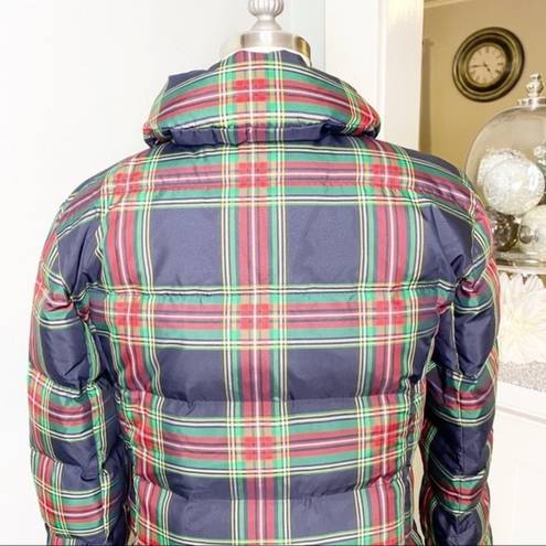 Talbots  Plaid Tartan Ruffled Down Winter Coat XS Red Blue Green