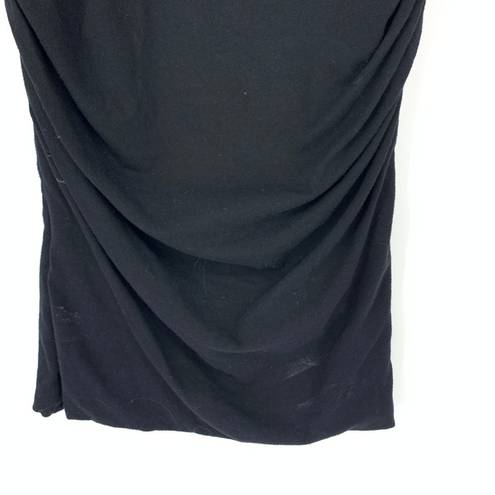 James Perse  Women's Sz 2 US M Black Knit Midi Dress Ruched Scoop Neck