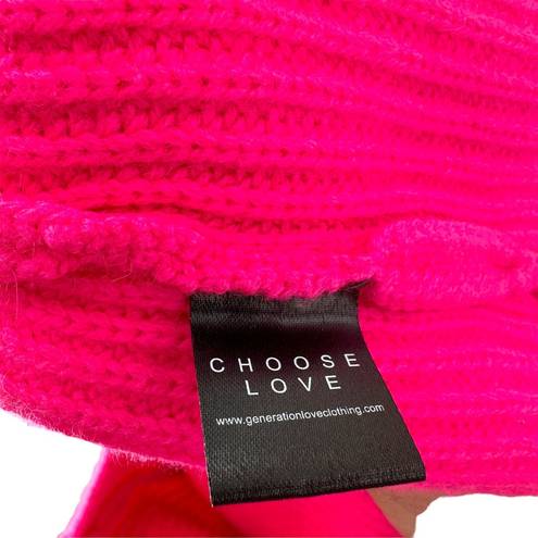 Generation Love  Sadie Cashmere & Wool Asymmetric Sweater Hot Pink Medium