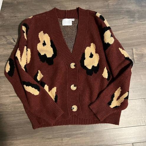 Lush Clothing Maroon Cardigan Oversized Sweater