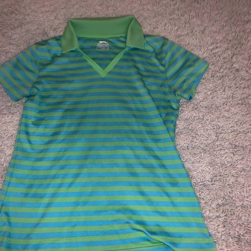 Slazenger  Green & Blue Striped Women's Golf Polo