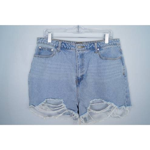 Missguided  Light Blue Extreme Rip Hem High Waist Denim Shorts Size 12