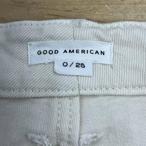 Good American  Womens Size 0/25 Jeans Cream Straight Leg Denim Pants TINY FLAW