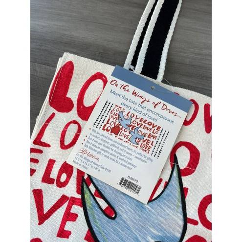 Brighton  On the Wings of Doves Canvas Tote Painted Large Bag 14.5x15.5 Love NWT
