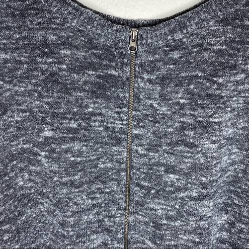 Caslon  Zip Back High Low Linen Blend Melange Knit Sweater Gray Size 1