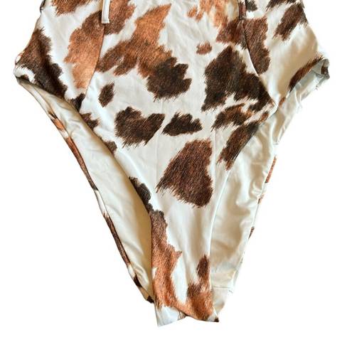 We Wore What  Danielle One Piece Cowhide Swimsuit Bathing Suit Size XS Women's