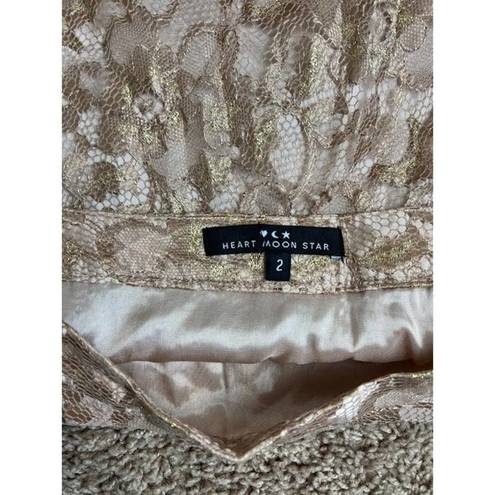 The Moon Heart Star Rose Gold Floral Lace Skirt | Size 2 | Vintage Y2K Elegance