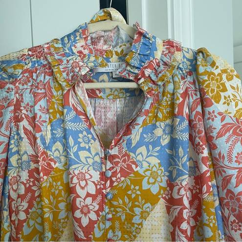 Hunter Bell NWOT  Blakely Dress Silk Belted Long Sleeve Floral Patchwork