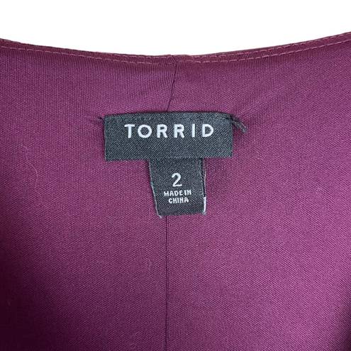 Torrid Plus 2 Solid Purple Long Sleeve Surplice Midi Flowy V-Neck Dress