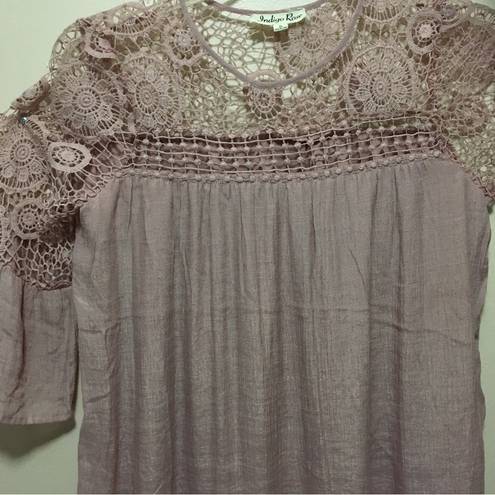 indigo. Rose Maternity dress tunic size S soft pink color roomy beautiful crochet