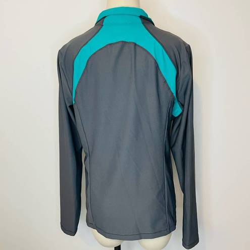 Xersion  Performance Jacket LARGE Gray Blue Full Zip Athletic Running Fitness Gym
