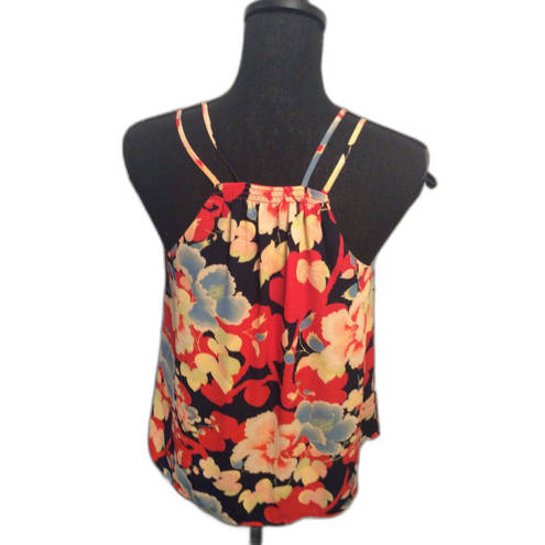 The Loft Anne Taylor SP Small Petite Floral Top Lined V Neck Spaghetti Straps