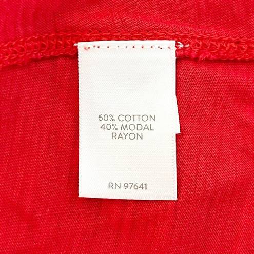 J.Jill  V Neck Sleeveless Cotton Blend Button Front Tank Top Red Large Petite