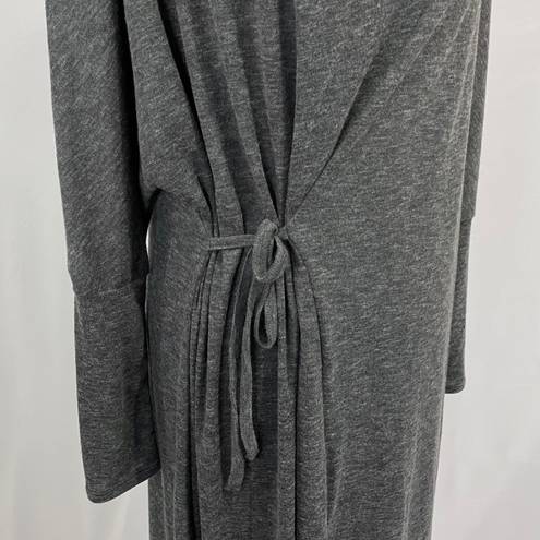 Caslon New  Cozy Knit Long Sleeve Wrap Dress Side Tie Midi Charcoal Grey