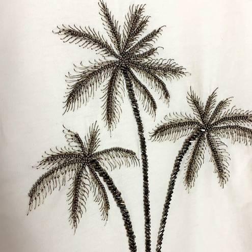 The Kooples  white cropped beaded palm tree tee L