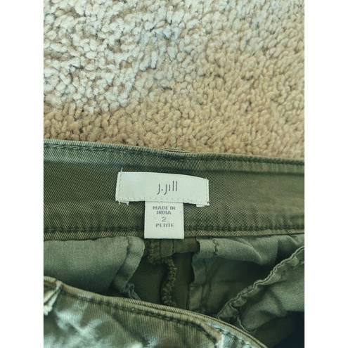 J.Jill  Cargo Slim-leg Pant Mid Rise Olive Green Stretch Size 2 Petite