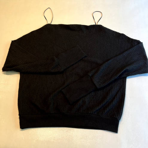 Treasure & Bond  Womens‎ Shirt Black Size Small Waffle Knit Boat Neck