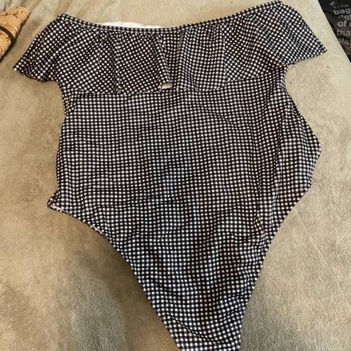 LA Hearts L.A. Hearts Off The Shoulder Gingham One Piece Bathing Suit Size Large (PAC Sun)