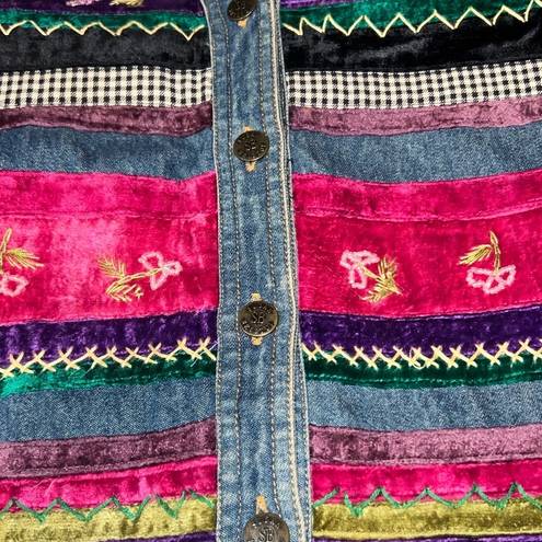 Susan Bristol Vintage 90s Y2K  Casuals Embroidered and Beaded Jean Vest Size S