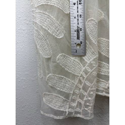 Rebellion  Ivory Cream Lace Kimono Wrap Size Medium Crochet Bohemian Duster