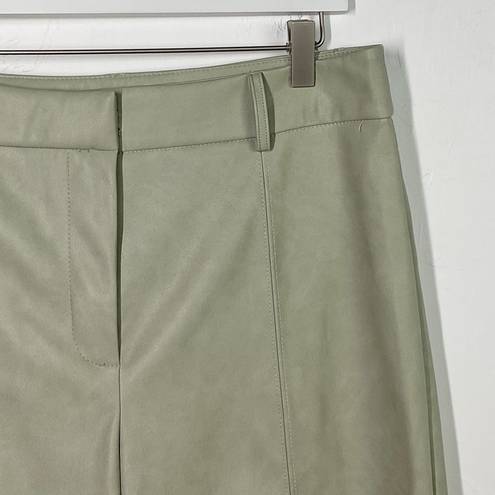 7 For All Mankind  Sage Green Distressed Faux Leather Wide Leg Pants Large NWT