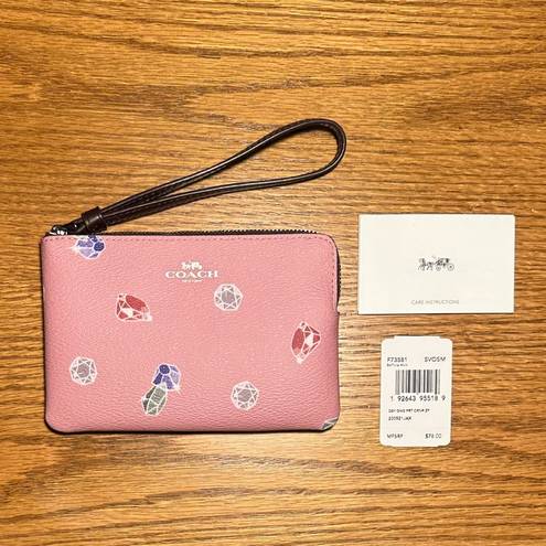 Coach Disney X  Corner Zip Wristlet Snow White and The Seven Dwarfs Gems New