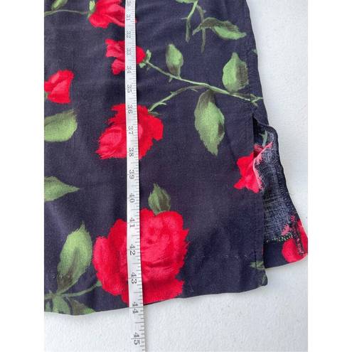 Vintage Blue 90s  Red Rose Dress Size 10 Medium Sleeveless