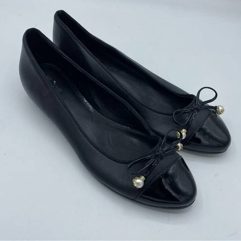 Michael Kors black leather Pearl bow ballet flats size 7