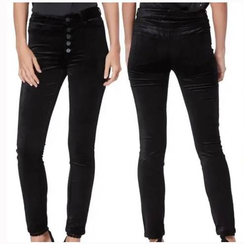 Paige  Hoxton Ankle Skinny Velvet High Waist Jeans Black Overdye Size 24 NEW