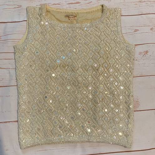 Krass&co I.Magnin & .100% Wool Womens Beaded Sleeveless Blouse Cream Size 38