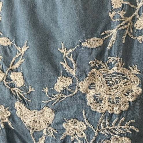 Philosophy  Dress Chambray‎ Embroidered Floral High Low Tunic Dress Size Large