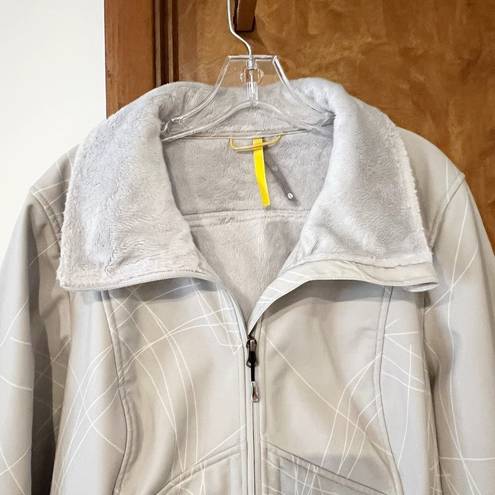 Lole  | Fleece Lined Water Repellent Jacket Light Gray Swirl Pattern Full Zip XL