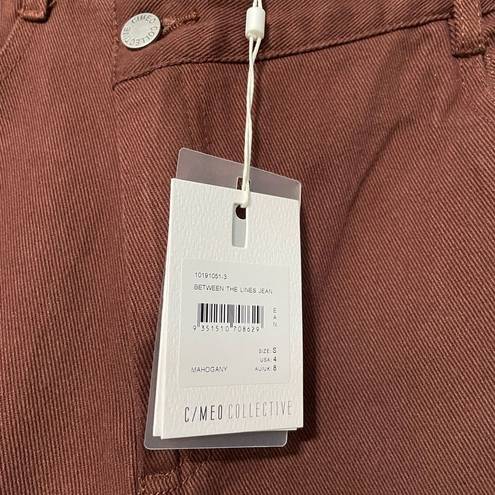 C/MEO COLLECTIVE  Cross Over Wide Leg Cropped Jeans in Mahogany Size 4 NWT