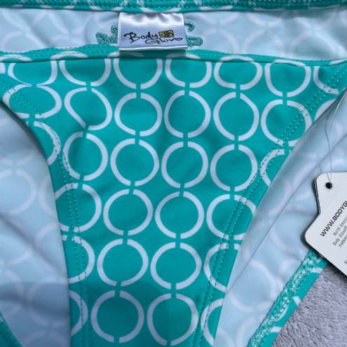 Body Glove Teal and white side tie bikini bottoms small petite NWT