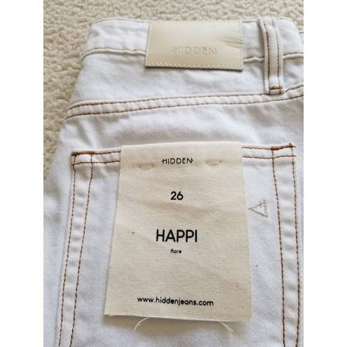 Hidden Jeans  Happi  White w/Gold Stitching Flare Leg w/ Side Slits Women's Sz 26