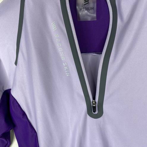 Second Skin Women's  Long Sleeve 1/2 Zip Purple Athletic Training Pullover-Medium