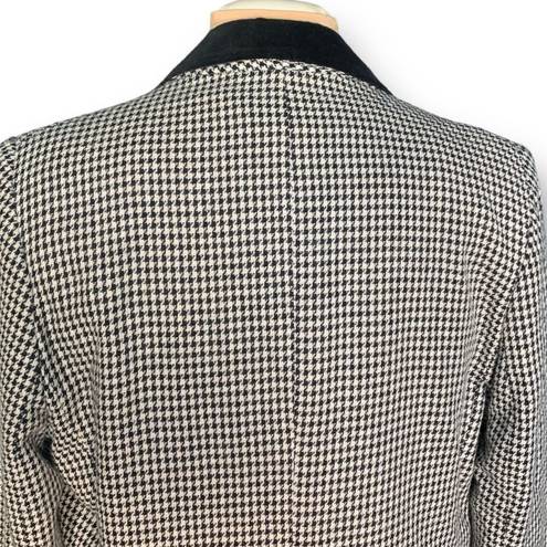 Houndstooth Vintage Dumas Jacket Black White  Velvet Collar Blazer Boxy Oversized