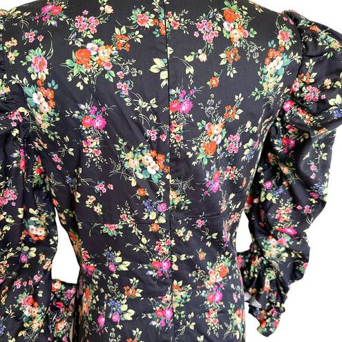 Black Halo  NEW Nadir Puff Long Sleeve Floral Ruffle Dress Garden Glow Black 10