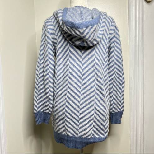 89th and Madison  Open Front Long Cardigan Women’s Size Small Chevron Fuzzy Pockets