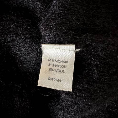 J.Jill  Mohair Wool Blend Cardigan Sweater V Neck Button Sheer Black M bv