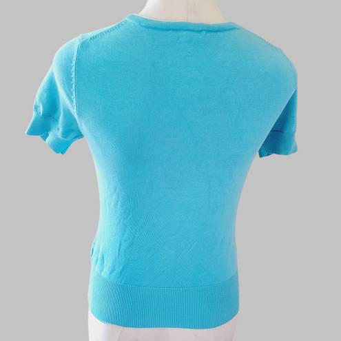 Brooks Brothers  aqua silk blend t-shirt short sleeve sweater size small