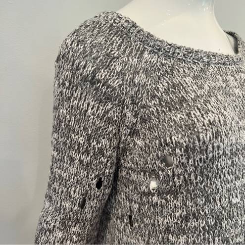 Vintage Havana  Marled Gray Distressed Side Zippers Slouch Sweater